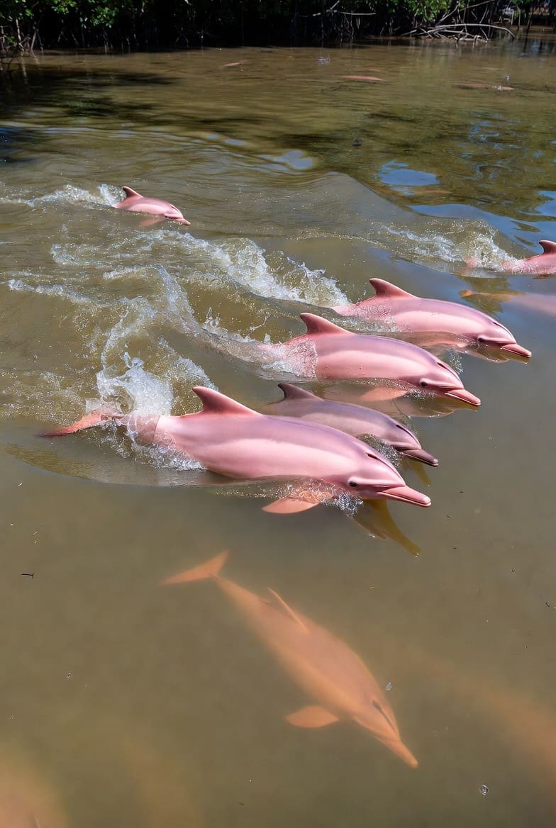 Pink dolphins in Bolivia's Madidi National Park